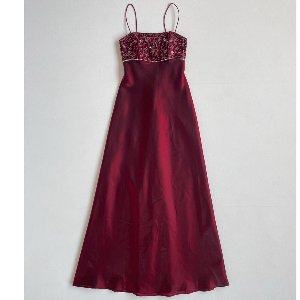 Vtg Y2K 90s Red Corset Satin Whimsigoth Fairy Prom Dress / Sz 4 / Betsy & Adam